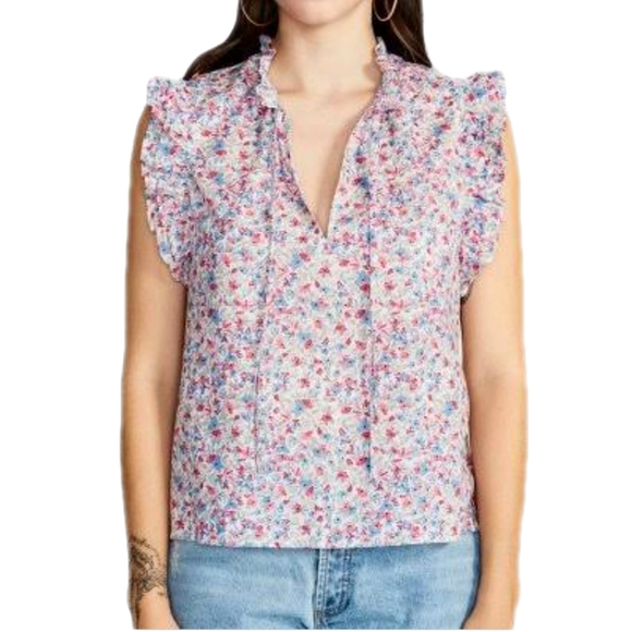 NWT  Womens S Valle Flutter Sleeve Printed Top BB Dakota by Steve Madden - Picture 2 of 5